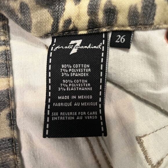 7 for All Mankind jeans brown & tan animal print stretch skinny ankle Sz 26 US 2 - Picture 8 of 9
